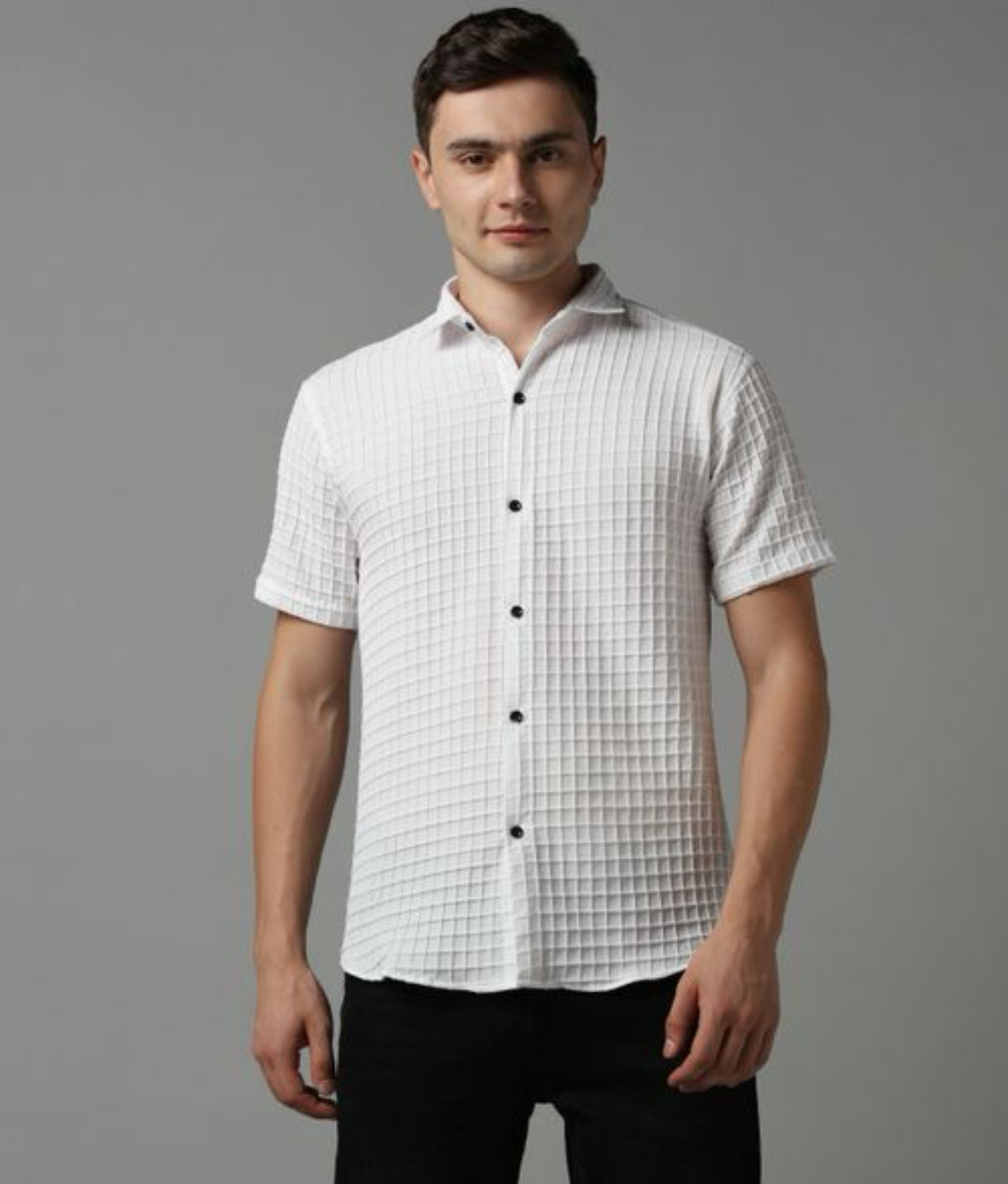 Weave Causual half sleeves white shirt