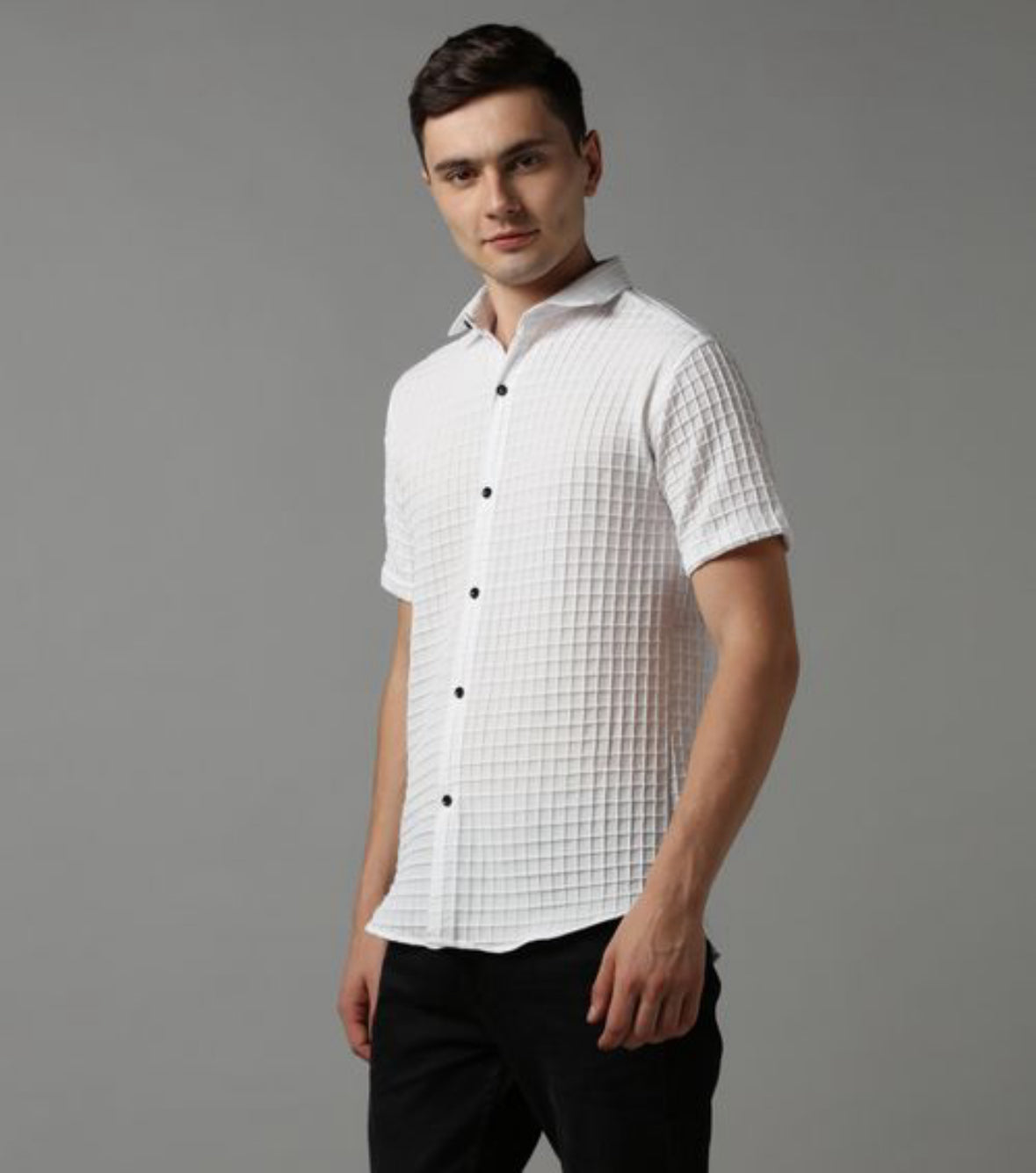 Weave Causual half sleeves white shirt