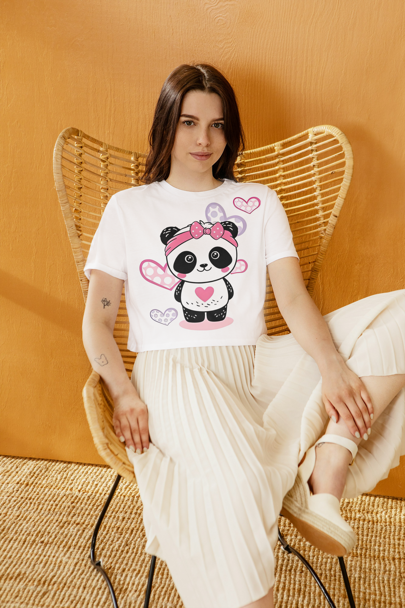 Baby panda 2 printed tshirt for girls