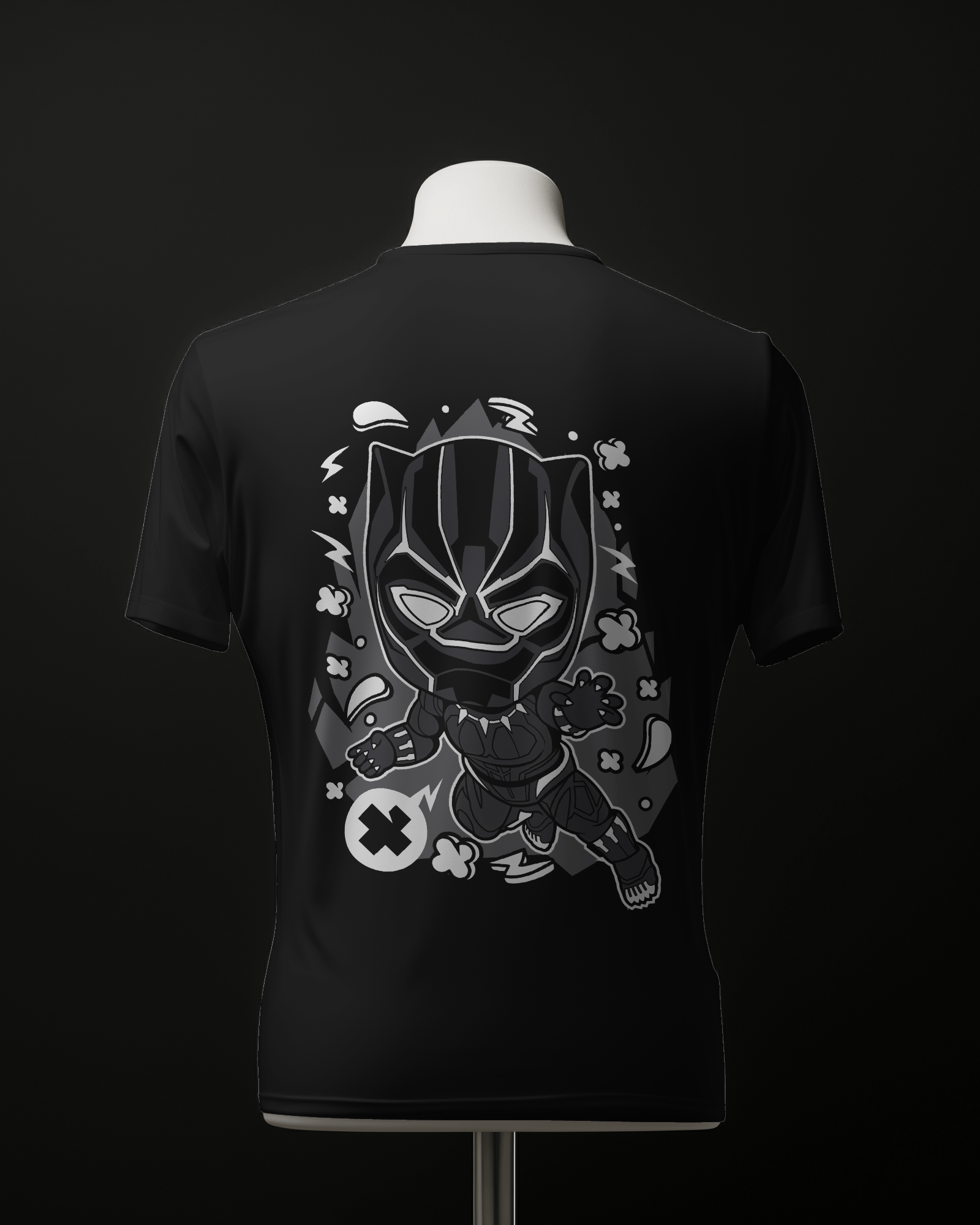 BLACK PANTHER cartoon printed oversize tee