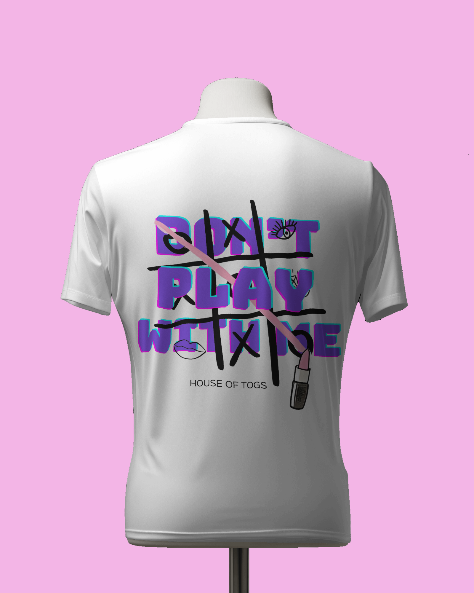 Causual white tee with "DONT PLAY WITH ME " print for girls