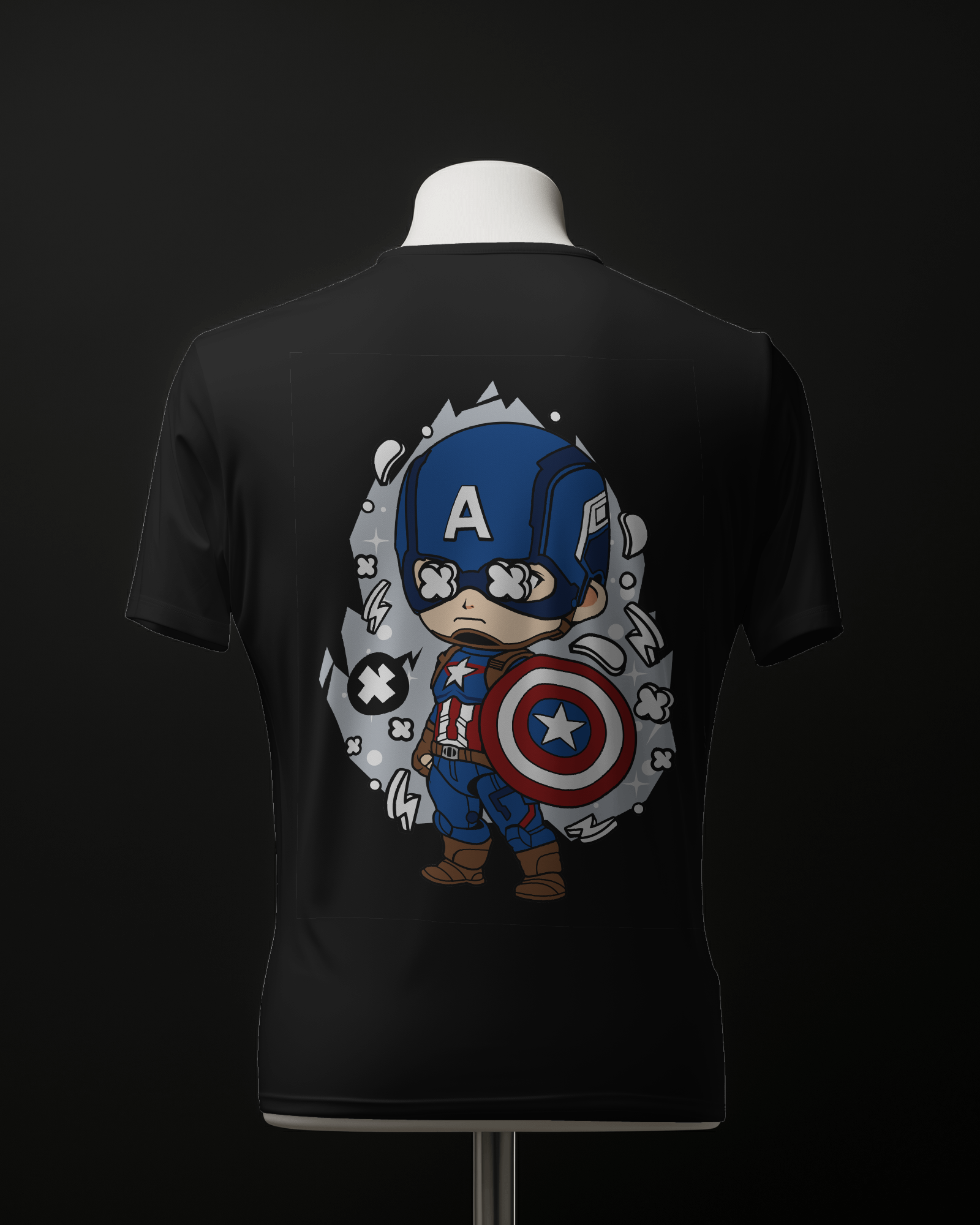 Captain america cartoon printed oversized tee