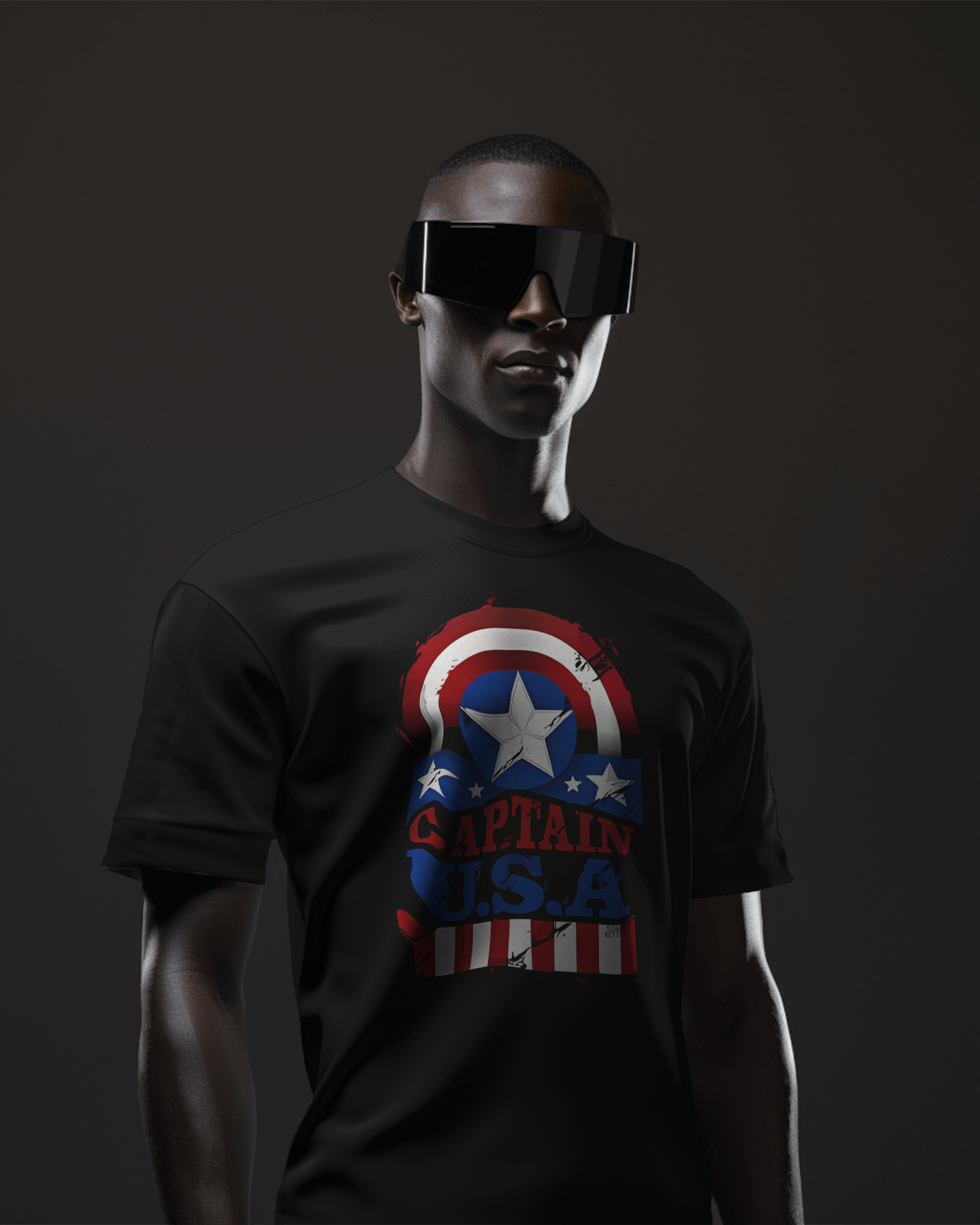 Captain america cartoon printed oversized tee