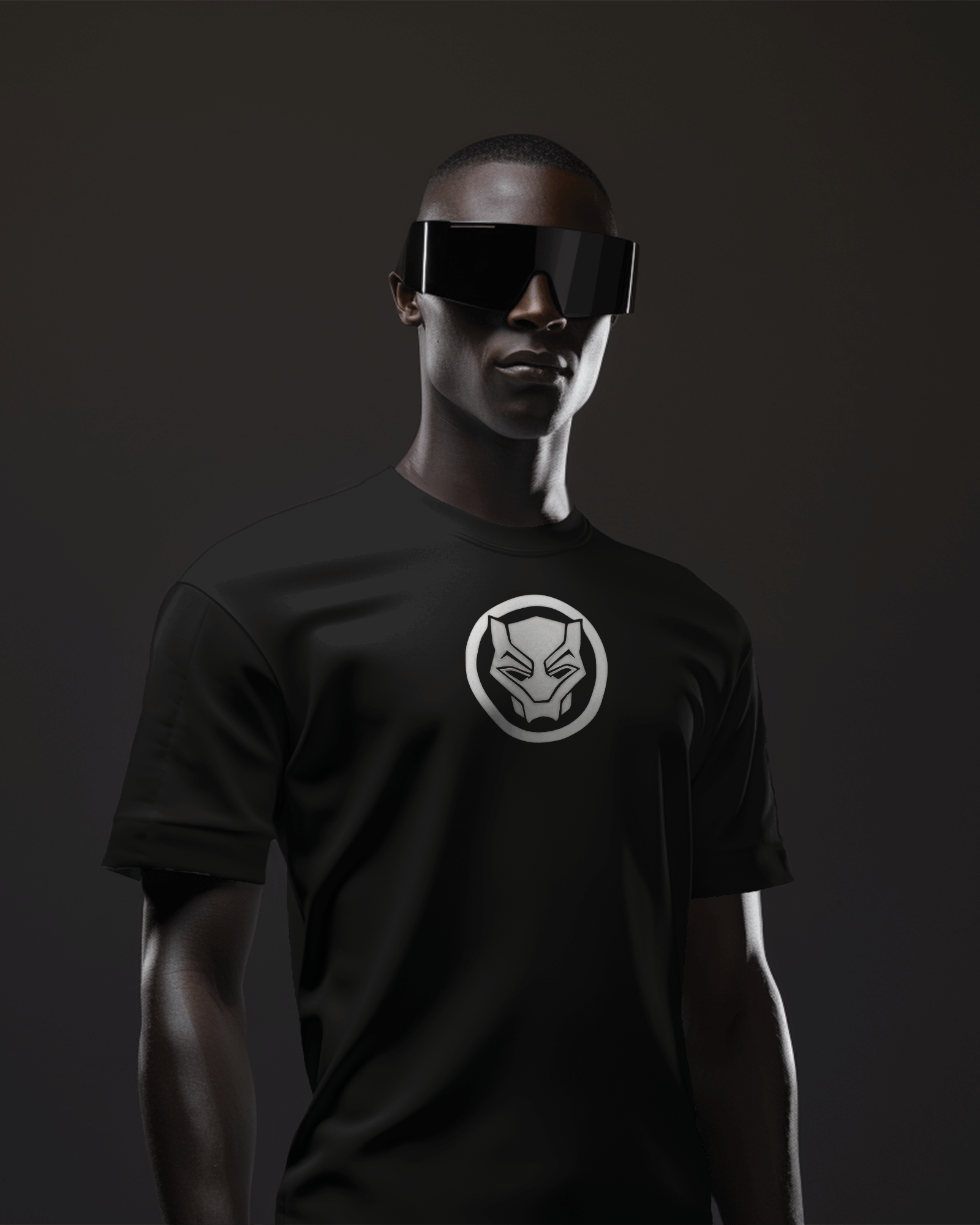 BLACK PANTHER cartoon printed oversize tee
