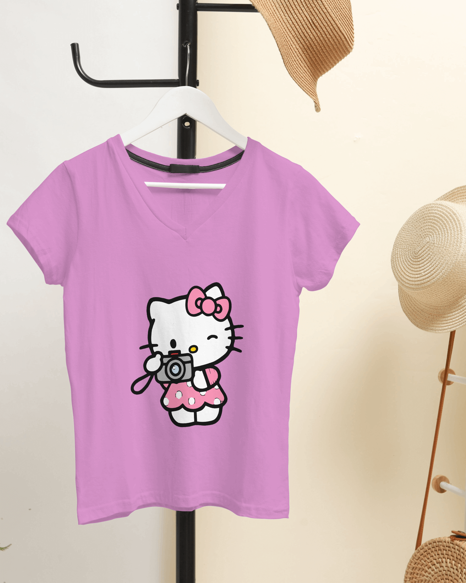 Cute kitty print oversized tee