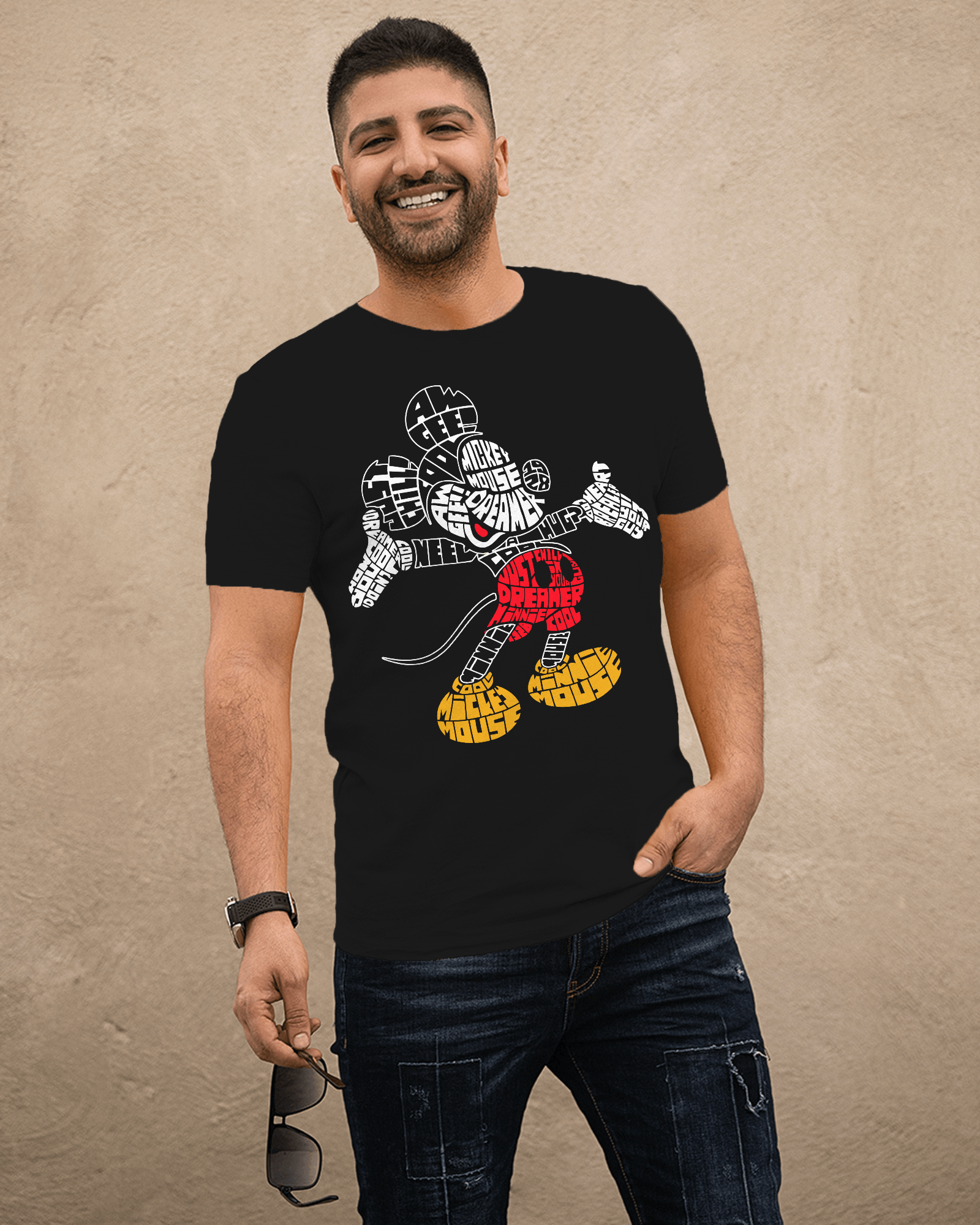 Micky mouse caligraphy print t-shirt